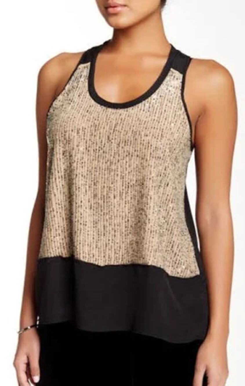 Eileen Fisher Silk Sequin Tank Racerbank Women's Sz SMALL $298